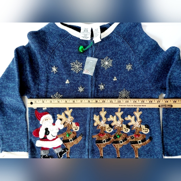 Santa & Reindeer Can-can Dance Christmas Sweater Girls 12/14‎ Tiara - Picture 5 of 6